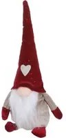 Gnomo Natale fermaporta 26 cm cappello rosso cuore