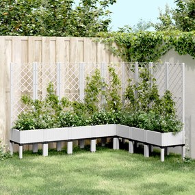 Fioriera Da Giardino Con Traliccio Bianco 200x160x142 Cm İn Pp /