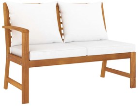 Set divani da giardino 5 pz con cuscini crema in legno acacia