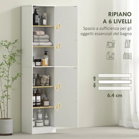 Mobile da Bagno a Colonna 40x35x180 cm con 2 Armadietti in Legno Bianco...