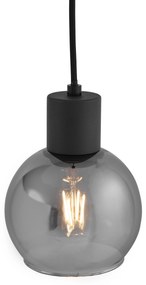Lampada a sospensione Art Déco nera con vetro fumé - VIDRO