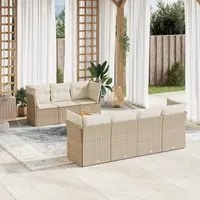 Set Divano da Giardino 8 pz con Cuscini Beige in Polyrattan 3223503