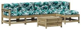 Set divani da giardino 6pz con cuscini legno impregnato di pino