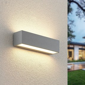 Lucande Applique a LED Lengo, 25 cm, argento, a 2 luci, IP65