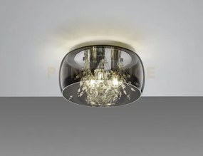 Crystel plafoniera metallo cromato vetro fume' cromato con decori e...