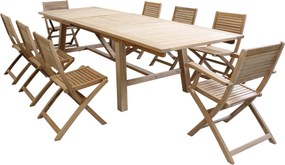 ORATOR - set tavolo in teak cm.220/300 x 100 x 77 h con 6 sedie e 2 poltrone Orator