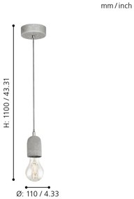 Eglo 95522 - Lampadario SILVARES 1xE27/60W/230V