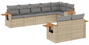 Set divano da giardino 8 pz con cuscini beige in polyrattan