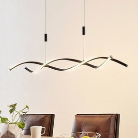 Lampada LED a sospensione Welina di Lindby, nera, in ferro, regolabile dimmerabile, Nero, Soggiorno / Sala da pranzo, Metallo, Moderno