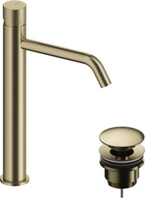 Rubinetto per lavabo getto laminare cristallino Loop K oro spazzolato lucido SANYCCES