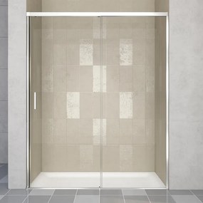Porta doccia scorrevole L 118-119.5 cm x H 200 cm per nicchia in vetro trasparente SP. 6 mm, profilo lucido cromo, serie Jazz