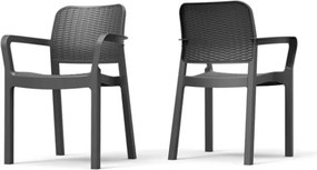 Sedia Da Giardino Impilabile Con Braccioli In Resina Effetto Intrecciato Bella Keter Graphite