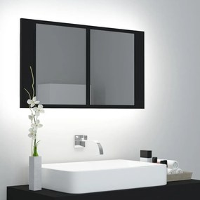 Armadietto A Specchio Con Luci Led Nero 80x12x45 Cm İn Acrilico /