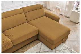 Divano angolare color senape allungabile (con composizione variabile) con rivestimento in velluto a coste Monaco – Bobochic Paris