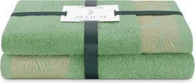Set di asciugamani per viso e corpo tipo terry verde chiaro in cotone 2 pz Allium – Restilo