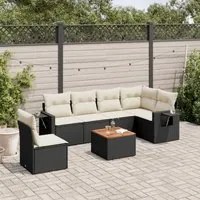 Set Divani da Giardino con Cuscini 7pz Nero Polyrattan 3256917