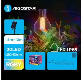 Aigostar - Catena di Natale solare a LED 20xLED/8 funzioni 11,5m IP65 multicolore