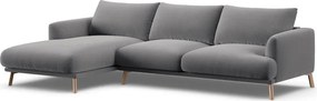 Divano angolare grigio (con penisola a sinistra/con chaise lounge) con rivestimento in velluto Naomi – Micadoni