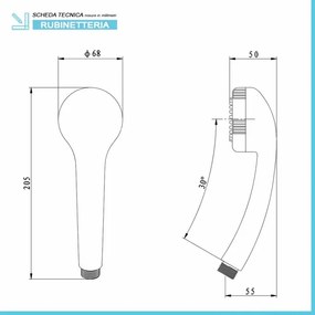 Doccetta monogetto in ABS bianco con ugelli anticalcare