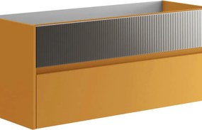Mobile da bagno sospeso sotto lavabo Niwa 2 cassetti L 119.5 x H 50 x P 45.5 cm senape e grigio cannettato