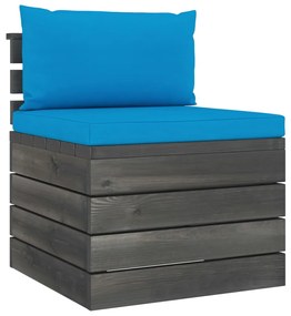 Set Divani da Giardino su Pallet 9 pz con Cuscini Massello Pino