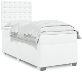 Giroletto A Molle Con Materasso Bianco 100x200 Cm İn Similpelle /