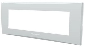 Placca 7 moduli 506 in plastica bianca compatibile anche con Vimar Plana