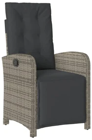 Set da pranzo da giardino 5 pz con cuscini in polyrattan grigio