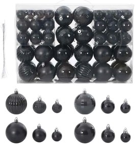Palline Di Natale 100 Pz Neri Ø3/4/6 Cm /
