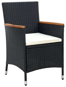 Set da Pranzo da Giardino 9 pz con Cuscini in Polyrattan Nero