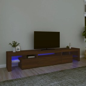 Mobile porta tv con luci led rovere marrone 215x36,5x40 cm