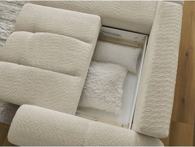 Divano angolare beige allungabile/con contenitore (con penisola a sinistra/con chaise lounge) con rivestimento in bouclé Roxelane – Bobochic Paris