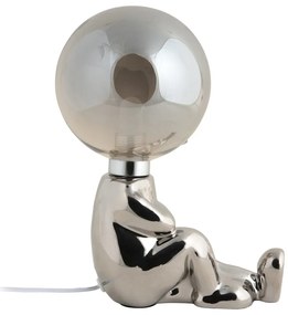 Lampada da tavolo per bambini argentata Joey – Leitmotiv