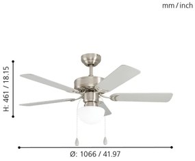 Eglo 35074 - Ventilatore da soffitto CADIZ 1xE27/40W/230V