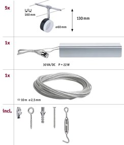 Paulmann 94457 - Set da 5 faretti LED 4W per sistema a cavi tesi CLEAR 230V