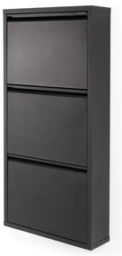 Scarpiera nera in metallo con ante ribaltabili 50x103x15 cm Billy – Spinder Design