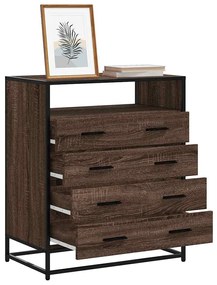Cassettiera Rovere Marrone 70x41x83,5 Cm İn Legno Multistrato /