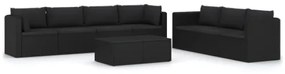 Set Divani da Giardino 8 pz con Cuscini in Polyrattan Nero