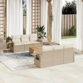 Set divani da giardino 7 pz con cuscini beige in polyrattan