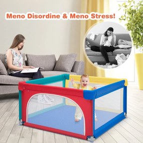 Costway Box per bambini con pareti a rete traspirante, Centro attività con cancelli di sicurezza 126x126x68cm