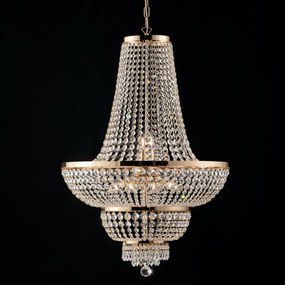 Lampadario imperiale in ferro e ottone Oro con stass dieci luci 65x h95 cm