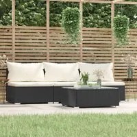 Set Divani da Giardino 4 pz con Cuscini in Polyrattan Nero 317496