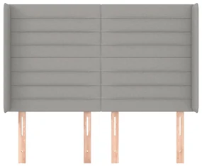 Testiera ad orecchio grigio chiaro 147x16x118/128 cm in tessuto