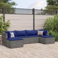 Set Divani da Giardino 6 pz con Cuscini in Polyrattan Grigio 3308247