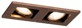 Faretto da incasso bronzo scuro rettangolare 2 luci orientabile e girevole - Qure