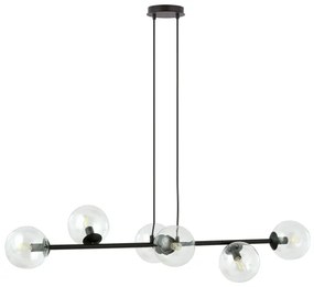 Lampadario a sospensione con filo ROSSI 6xE14/10W/230V nero/limpido