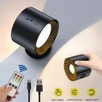 Applique da parete magnetico ricaricabile USB doppio LED 5W CCT dimmerabile lampada lettura orientabile senza fili luce comodino NERO