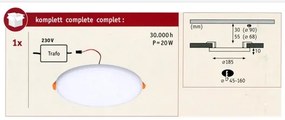 Paulmann 92392 - LED/17,5W IP44 Lampada da incasso per bagno VARIFIT 230V