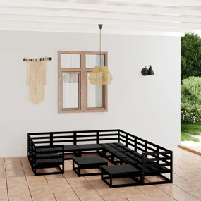 Set divani da giardino 12 pz in legno massello di pino