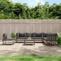 Set Divani da Giardino 8 pz con Cuscini Antracite in Polyrattan 3186769